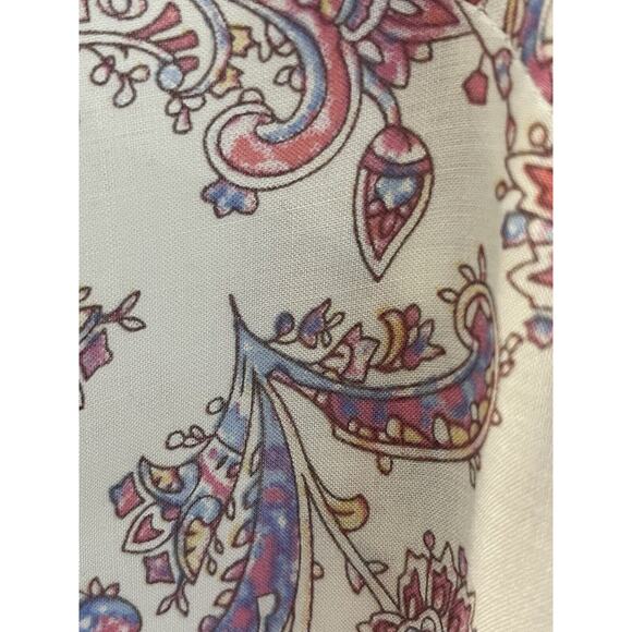 Adrienne Vittadini Paisley Floral Blouse V Neck 3/4 Tie‎ Sleeve Size M - Picture 8 of 10